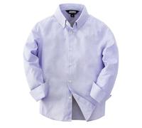 JOGAL Jungen Langarm Oxford Hemden Regular Fit Freizeithemd Kinder Gestreiftes Hemd für 6-14 Jahre Lila Jahre 9-10