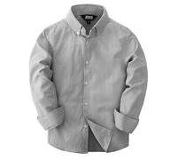 JOGAL Jungen Langarm Oxford Hemden Regular Fit Freizeithemd Kinder Gestreiftes Hemd für 6-14 Jahre Schwarz Jahre 9-10