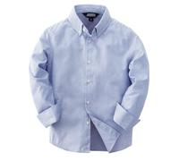 JOGAL Jungen Langarm Oxford Hemden Regular Fit Freizeithemd Kinder Gestreiftes Hemd für 6-14 Jahre Königsblau Jahre 5-6