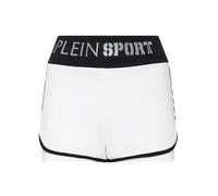 Jogg-Bermudas PLEIN SPORT "Shorts", Damen, Gr. L, US-Größen, weiß (01, weiß), Obermaterial: 90% Polyester, 10% Elasthan, Hosen (85463715-L) 01, weiß