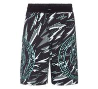 Jogg-Bermudas PLEIN SPORT "Tiger", Herren, Gr. L, US-Größen, 0263, schwarz, mintgrün, Obermaterial: 88% Baumwolle, 12% Polyester, Hosen (44805368-L) 0263, schwarz, mintgrün