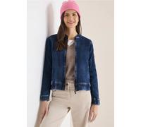 Jeansjacke CECIL, Damen, Gr. XXL (46), mid blau used wash, Web, 98% Baumwolle, 2% Elasthan, unifarben, comfort fit normal, hoch geschlossener Ausschnitt, normaler Saum, Jacken Jeansjacke, im Denim-Sty