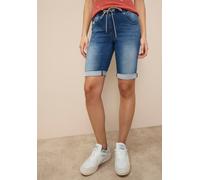 Jogg-Jeansbermudas KANGAROOS, Damen, Gr. 36, N-Gr, blau (blau used), Denim/Jeans, Obermaterial: 59% Baumwolle, 40% Polyester, 1% Elasthan, unifarben, Basic, bequem kniefrei, Jeans Jogg-Jeansbermudas,