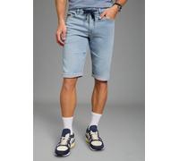 Jogg-Jeansbermudas KANGAROOS, Herren, Gr. 32, Länge 32, light blau used, Denim/Jeans, Obermaterial: 65% Baumwolle, 33% Polyester, 2% Elasthan, unifarben, regular fit kniefrei, Jeans, Regular Fit, gera