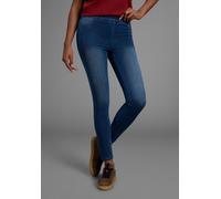 Jogg Pants ARIZONA "High Waist", Damen, Gr. 50, N-Gr, blau (blau washed), Jersey, Obermaterial: 62% Baumwolle, 28% Polyester, 10% Elasthan, Basic, skinny fit knöchellang, Jeans, extra-eng geschnitten,