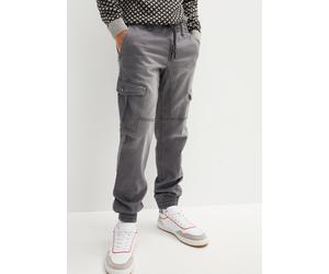 Jogg Pants BONPRIX "Regular Fit Jeans-Jogger mit Komfortbund, Straight", Herren, Gr. 58, N-Gr, grau (grau denim), Denim/Jeans, Obermaterial: 73% Baumwolle, 25% Polyester, 2% Elasthan, unifarben, regul