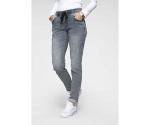 Jogg Pants KANGAROOS, Damen, Gr. 42, N-Gr, blau (light blau), Denim/Jeans, Obermaterial: 59% Baumwolle, 40% Polyester, 1% Elasthan, Destroyed-Effekte, bequem lang, Jeans Jogg Jeans Treggings, entspann