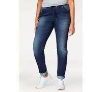 Jogg Pants KANGAROOS, Damen, Gr. 46, N-Gr, blau (blau used), Denim/Jeans, Obermaterial: 59% Baumwolle, 40% Polyester, 1% Elasthan, Destroyed-Effekte, bequem lang, Jeans Jogg Jeans Treggings, entspannt