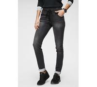 Jogg Pants KANGAROOS, Damen, Gr. 50, N-Gr, schwarz (schwarz used), Denim/Jeans, Obermaterial: 59% Baumwolle, 40% Polyester, 1% Elasthan, bequem lang, Jeans Jogg Pants, entspannte Passform, weite Beinf