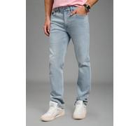 Jogg Pants KANGAROOS, Herren, Gr. 31, Länge 32, light blau used, Denim/Jeans, Obermaterial: 65% Baumwolle, 33% Polyester, 2% Elasthan, unifarben, straight fit lang, Jeans, Straight-Fit, normale Leibhö