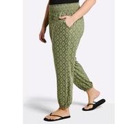 Schlupfhose SHEEGO, Damen, Gr. 48, Normalgrößen, khaki, gemustert, 95% Viskose, 5% Elasthan, gemustert, mehrfarbig, Hosen Schlupfhose (35488232-48) khaki, gemustert