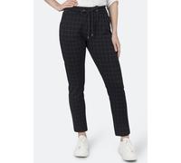 Jogg Pants STOOKER WOMEN "Berlin Karo Easy Fit", Damen, Gr. 44, Länge 29, blau (navy check), Twill, 73% Polyester, 25% Baumwolle, 2% Elasthan, gerade, unten schmal lang, Jeans, Tapered Fit Casual Twil
