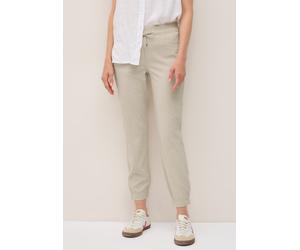 Jogger Pants CECIL, Damen, Gr. L, Länge 28, beige (boulder beige), Stoff, 54% Polyester, 43% Viskose, 3% Elasthan, unifarben, loose fit knöchelfrei, Hosen, Middle Waist (97274650-L) boulder beige