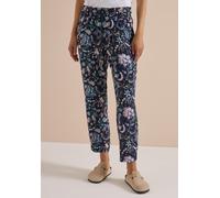 Jogger Pants CECIL, Damen, Gr. L, Länge 28, urban dunkelblau, Stoff, 100% Viskose, bedruckt, loose fit knöchellang, Hosen, Middle Waist (30053338-L) urban dunkelblau