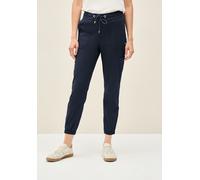Jogger Pants CECIL, Damen, Gr. L, Länge 28, urban navy blau, Web, 71% Baumwolle, 25% Polyamid, 4% Elasthan, gestreift, comfort fit knöchelfrei, Hosen, Middle Waist (70076151-L) urban navy blau