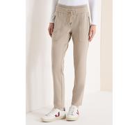 Jogger Pants CECIL, Damen, Gr. L, Länge 30, urban taupe melange, Stoff, 43% Viskose, 38% Polyester, 14% Polyamid, 5% Elasthan, unifarben, comfort fit lang, Hosen, Elastikbund mit Tunnelzug (74336266-L