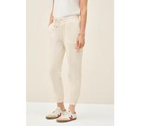 Jogger Pants CECIL, Damen, Gr. M, Länge 28, beige (light beige), Web, 71% Baumwolle, 25% Polyamid, 4% Elasthan, gestreift, comfort fit knöchelfrei, Hosen, Middle Waist (51480522-M) light beige