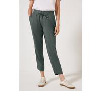 Jogger Pants CECIL, Damen, Gr. M, Länge 28, grün (schwarz balmy khaki), Stoff, 100% Viskose, unifarben, schmal normal, Hosen, im Feel Good Fit (18914137-M) schwarz balmy khaki