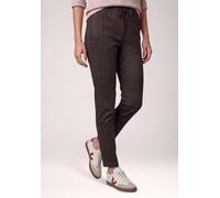 Jogger Pants CECIL, Damen, Gr. S, Länge 28, braun (rot wine melange), Stoff, 55% Polyester, 40% Viskose, 5% Elasthan, kariert, comfort fit knöchellang, Hosen, mit Elastikbund (68629362-S) rot wine mel