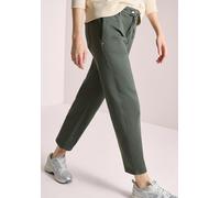 Jogger Pants CECIL, Damen, Gr. S, Länge 28, sea weed khaki, Web, 76% Baumwolle, 23% Polyester, 1% Elasthan, unifarben, loose fit knöchelfrei, Hosen, Middle Waist (21633241-S) sea weed khaki