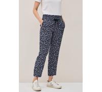 Jogger Pants CECIL, Damen, Gr. XL, Länge 28, blau (urban dunkelblau), Stoff, 100% Viskose, bedruckt, slim fit knöchelfrei, Hosen, Middle Waist (29579666-XL) urban dunkelblau