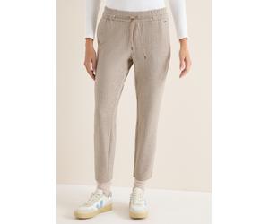 Jogger Pants CECIL, Damen, Gr. XL, Länge 28, creamy weiß, Stoff, 79% Polyester, 18% Viskose, 3% Elasthan, unifarben, comfort fit knöchellang, Hosen, Middle Waist (98430200-XL) creamy weiß