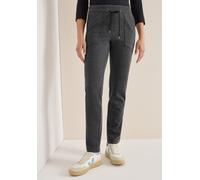 Jogger Pants CECIL, Damen, Gr. XL, Länge 28, grau (schwarz), Stoff, 68% Polyester, 28% Viskose, 4% Elasthan, unifarben, comfort fit normal, Hosen, mit Elastikbund und Tunnelzugbändchen (69606422-XL) s