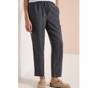 Jogger Pants CECIL, Damen, Gr. XL, Länge 28, volcanic grau, Stoff, 100% Leinen, gestreift, comfort fit knöchelfrei, Hosen, aus Leinen (47206660-XL) volcanic grau