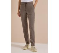 Jogger Pants CECIL, Damen, Gr. XL, Länge 30, raw chocolate braun, Stoff, 65% Polyester, 32% Viskose, 3% Elasthan, bedruckt, comfort fit lang, Hosen, Elastikbund mit Tunnelzug (91044560-XL) raw chocola