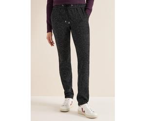 Jogger Pants CECIL, Damen, Gr. XL, Länge 30, schwarz, Stoff, 51% Viskose, 32% Nylon, 12% Polyester, 5% Elasthan, unifarben mit Farbeinsatz, comfort fit knöchellang, Hosen, in Salt und Pepper-Optik (69