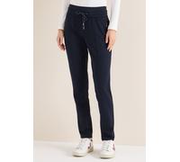 Jogger Pants CECIL, Damen, Gr. XL, Länge 30, universal blau, Stoff, 43% Viskose, 38% Polyester, 14% Polyamid, 5% Elasthan, unifarben, comfort fit lang, Hosen, Elastikbund mit Tunnelzug (56063904-XL) u