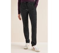 Jogger Pants CECIL, Damen, Gr. XL, Länge 32, grau (schwarz), Stoff, 51% Viskose, 32% Nylon, 12% Polyester, 5% Elasthan, unifarben mit Farbeinsatz, comfort fit knöchellang, Hosen, in Salt und Pepper-Op