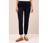 Jogger Pants CECIL, Damen, Gr. XXL, Länge 28, blau (urban dunkelblau), Stoff, 62% Viskose, 33% Polyamid, 5% Elasthan, unifarben, comfort fit knöchelfrei, Hosen, Middle Waist (26594051-XXL) urban dunke