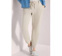Jogger Pants CECIL, Damen, Gr. XXL, Länge 28, grain beige, Web, 76% Baumwolle, 23% Polyester, 1% Elasthan, unifarben, loose fit knöchelfrei, Hosen, Middle Waist (43081607-XXL) grain beige
