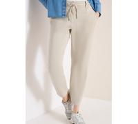 Jogger Pants CECIL, Damen, Gr. S, Länge 28, grain beige, Web, 76% Baumwolle, 23% Polyester, 1% Elasthan, unifarben, loose fit knöchelfrei, Hosen, Middle Waist (43081607-S) grain beige