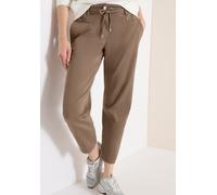 Jogger Pants CECIL "Style Chelsea", Damen, Gr. XXL (46), Länge 28, coffee taupe, Web, Obermaterial: 76% Baumwolle, 23% Polyester, 1% Elasthan. Futter: 100% Baumwolle, unifarben, loose fit knöchelfrei,