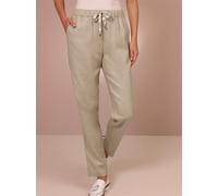 Jogger Pants CREATION L PREMIUM, Damen, Gr. 25, Kurzgrößen, beige, 55% Leinen, 42% Viskose, 3% Elasthan, unifarben, lang, Hosen (77267162-25) beige