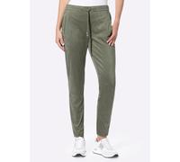 Jogger Pants HEINE, Damen, Gr. 40, Normalgrößen, grün (khaki), 90% Polyester, 10% Elasthan, unifarben, 7/8-Länge, Hosen (34020652-40) khaki
