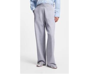 Jogger Pants HUGO BLUE "Nuwaist", Damen, Gr. L (40), N-Gr, open grau 064, Sweatware, Obermaterial: 100% Baumwolle, unifarben, weit lang, Hosen, mit Raw Cut Hem, weites Bein (49893643-L) open grau 064