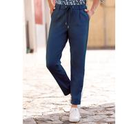 Jogger Pants INSPIRATIONEN, Damen, Gr. 44, Normalgrößen, blau (dunkelblau), 58% Viskose, 36% Polyamid, 6% Elasthan, unifarben, Hosen (59330838-44) dunkelblau