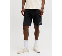 Jogger Pants JACK & JONES "JPSTGORDON BRANDON SWEAT SHORTS", Herren, Gr. S, N-Gr, schwarz, Web, Obermaterial: 65% Polyester, 35% Baumwolle, unifarben, regular fit, Hosen (27081848-S) schwarz