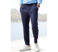 Jogger Pants JOHN DEVIN "Jogg Pants", Herren, Gr. M (48/50), N-Gr, blau (navy), Web, Obermaterial: 64% Polyester, 33% Viskose, 3% Elasthan, unifarben, slim fit lang, Hosen, Slim Fit, aus leichter Webq