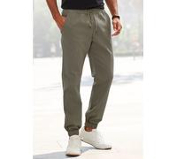 Jogger Pants JOHN DEVIN "Jogg Pants", Herren, Gr. M (48/50), N-Gr, grün (khaki), Web, Obermaterial: 97% Baumwolle, 3% Elasthan, unifarben, bequem lang, Hosen, aus elastischer Baumwoll-Qualität (184138