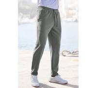 Jogger Pants JOHN DEVIN "Jogg Pants, Schlupfhose", Herren, Gr. S (44/46), N-Gr, grau (olivgrün), Piqué, Obermaterial: 83% Polyester, 13% Viskose, 4% Elasthan, bequem lang, Hosen, Umschlag am Beinabsch
