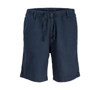Jogger Pants "JPSTJAIDEN HYBRID BONDI JOG SHORT PLS", Herren, Gr. 42 (4XL), N-Gr, blau (schwarz navy), angeraute Sweatware, Obermaterial: 80% Baumwolle, 20% Leinen, JACK & JONES PLUSSIZE, unifarben, r