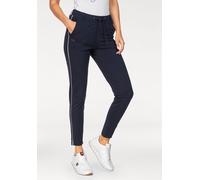 Jogger Pants KANGAROOS, Damen, Gr. 34, N-Gr, blau (marine), Sweatware, Obermaterial: 95% Baumwolle, 5% Elasthan, kontrastfarbene Details, unifarben, bequem knöchellang, Hosen, mit seitlichem Kontrasts