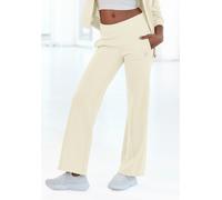 Jogger Pants LASCANA ACTIVE, Damen, Gr. XS (32/34), N-Gr, beige, Interlock, Obermaterial: 60% Baumwolle, 40% Polyester, unifarben, bequem lang, Hosen, mit kontrastierendem Tape (92937968-XS) beige