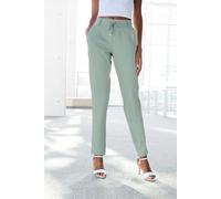 Jogger Pants LASCANA, Damen, Gr. 32, N-Gr, grün (mint), Sweatware, Obermaterial: 70% Viskose, 25% Polyamid, 5% Elasthan, unifarben, Basic schmal knöchelfrei, Hosen, mit elastischem Bund und Gürtelschl