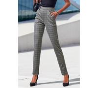 Jogger Pants LASCANA "klassische schmale Form", Damen, Gr. 52/54, N-Gr, blau (grau kariert), Obermaterial: 59% Polyester, 35% Viskose, 6% Elasthan, Jacquardmuster, kariert, Basic, lang, Hosen, mit Jac