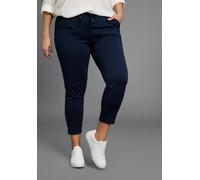 Jogger Pants LAURA SCOTT CURVE "Große Größen", Damen, Gr. 44, N-Gr, blau (navy), Milano Rib, Obermaterial: 65% Viskose, 30% Polyester, 5% Elasthan, unifarben, Basic, figurumspielend knöchellang, Hosen